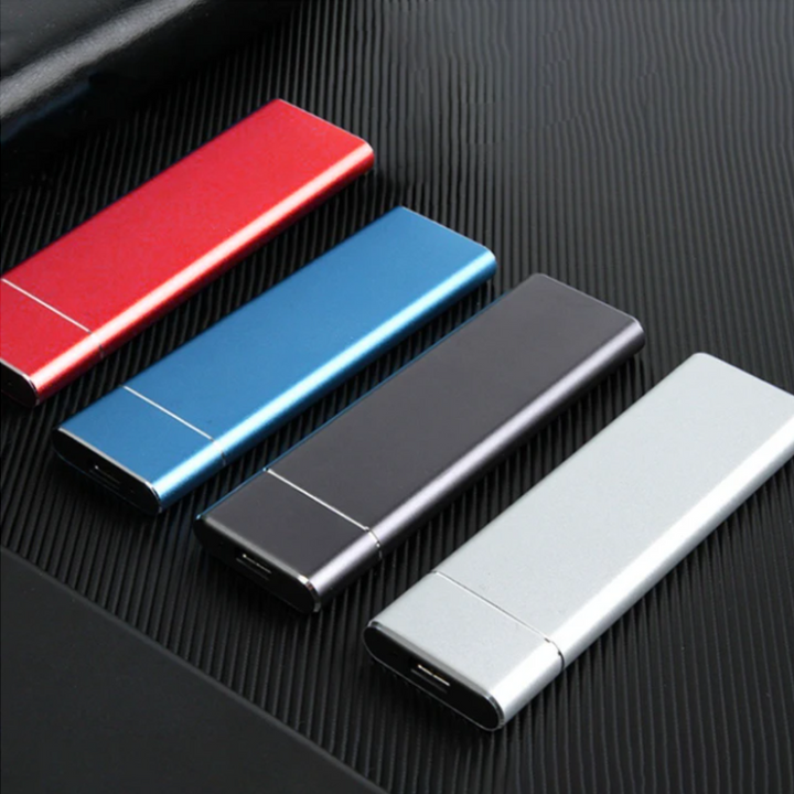 "Ultratunn extern SSD-hårddisk i aluminium, 1 TB och 2 TB, i stilfull design, perfekt för snabb filöverföring och portabilite