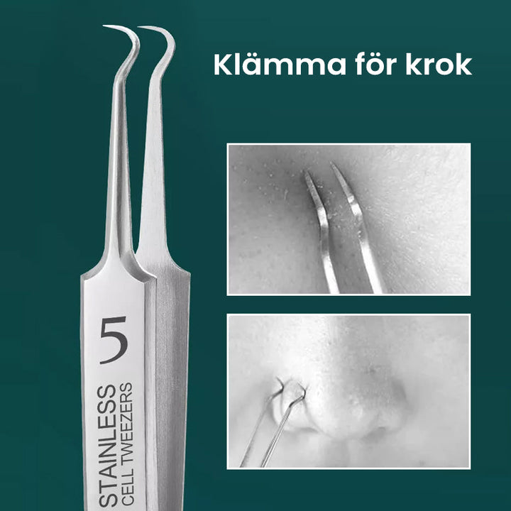 "Ultratunn tysk pincett i rostfritt stål för ansiktsvård, spetsig design, bekväm att använda, hög precision och kvalitet."