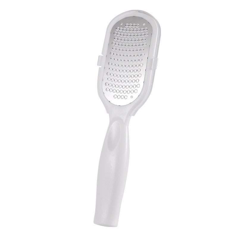 "Unisex exfolierande fotverktyg med ergonomiskt handtag och dubbelsidig användning för säker borttagning av död hud."