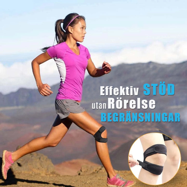 "Unisex knäskydd för smärtlindring och stabilisering, diskret design med dubbel rem, idealiska för sport och dagligt bruk."