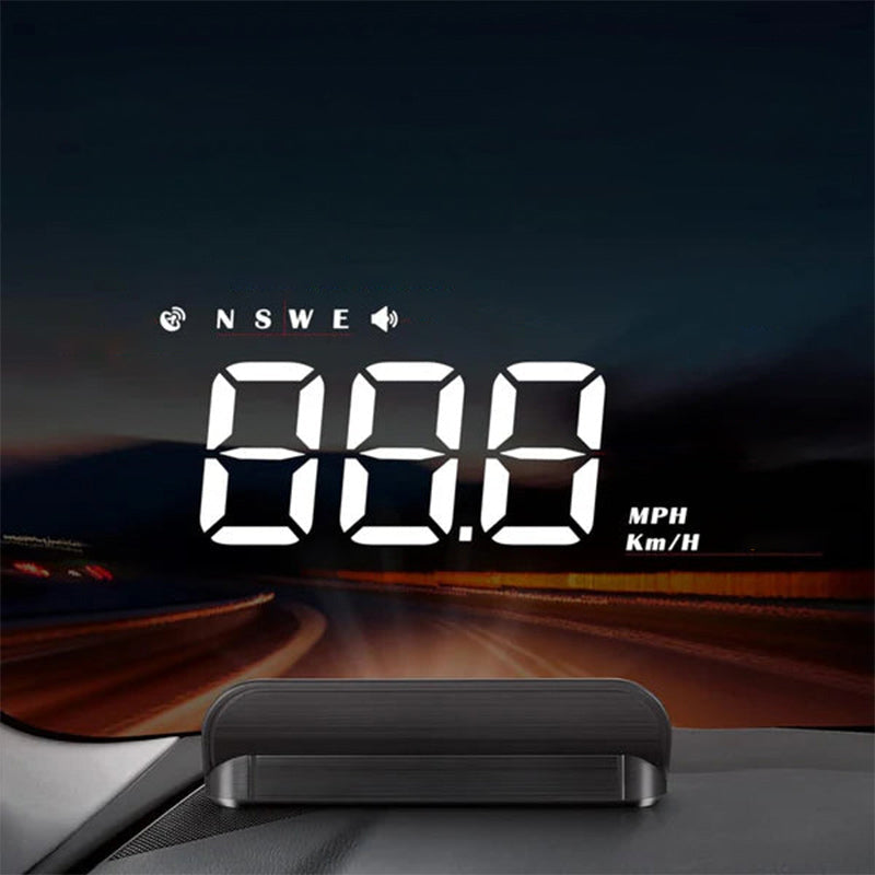 "Universal holografisk hastighetsmätare projicerad på vindruta, modern design för bilinteriör, enkel installation."