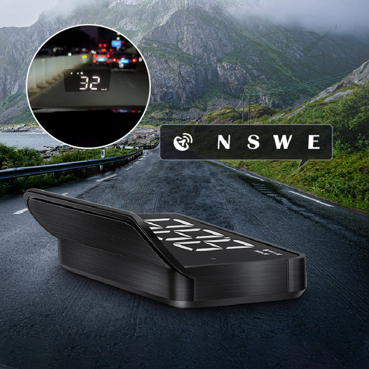 "Universal holografisk hastighetsmätare projicerad på vindruta, modern design för bilinteriör, enkel installation."