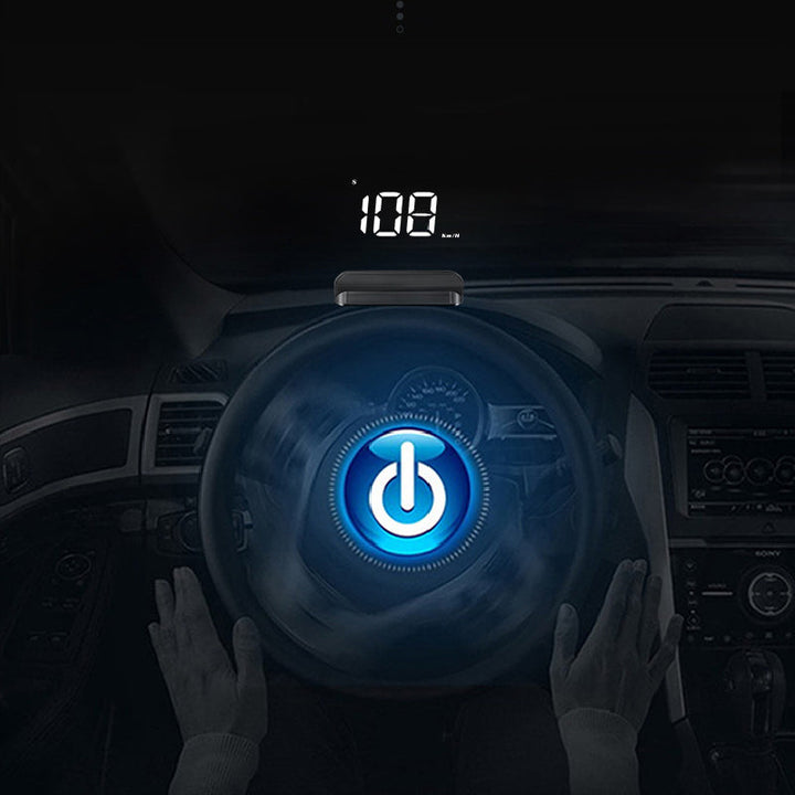 "Universal holografisk hastighetsmätare projicerad på vindruta, modern design för bilinteriör, enkel installation."