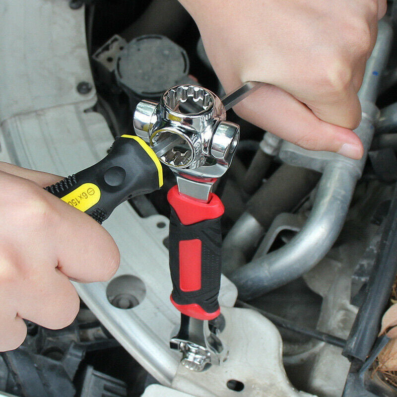 "Universal Socket Skiftnyckel 52 i 1 i kromvanadiumstål med ergonomiskt gummihandtag och anpassningsbar storlek"