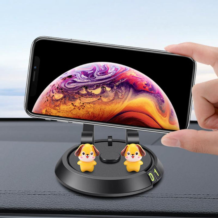 Universell bil mobiltelefonhållare i svart med triangelstabilitet, robust ABS, 360-graders rotation, kompakt för säker körnin