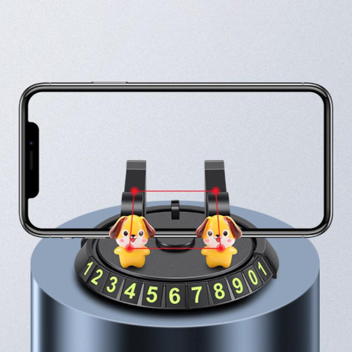 Universell bil mobiltelefonhållare i svart med triangelstabilitet, robust ABS, 360-graders rotation, kompakt för säker körnin