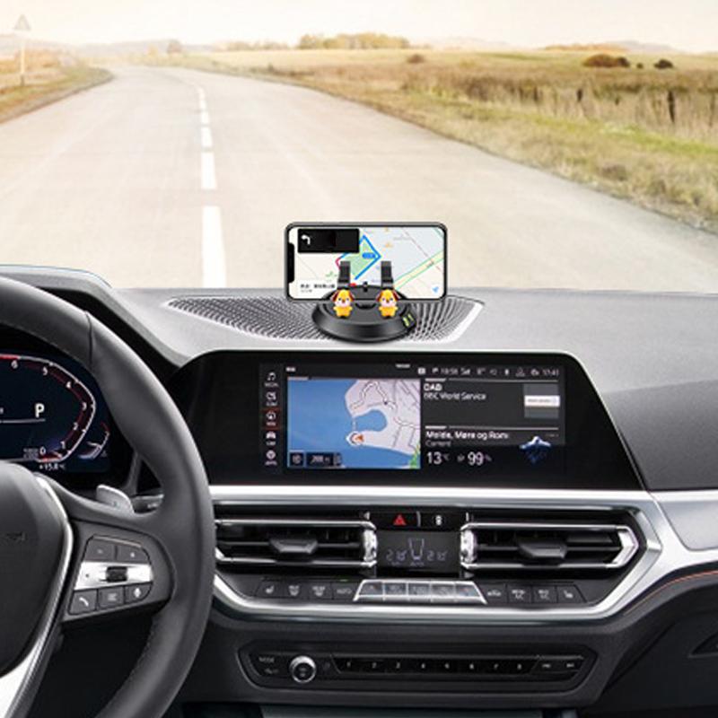 Universell bil mobiltelefonhållare i svart med triangelstabilitet, robust ABS, 360-graders rotation, kompakt för säker körnin