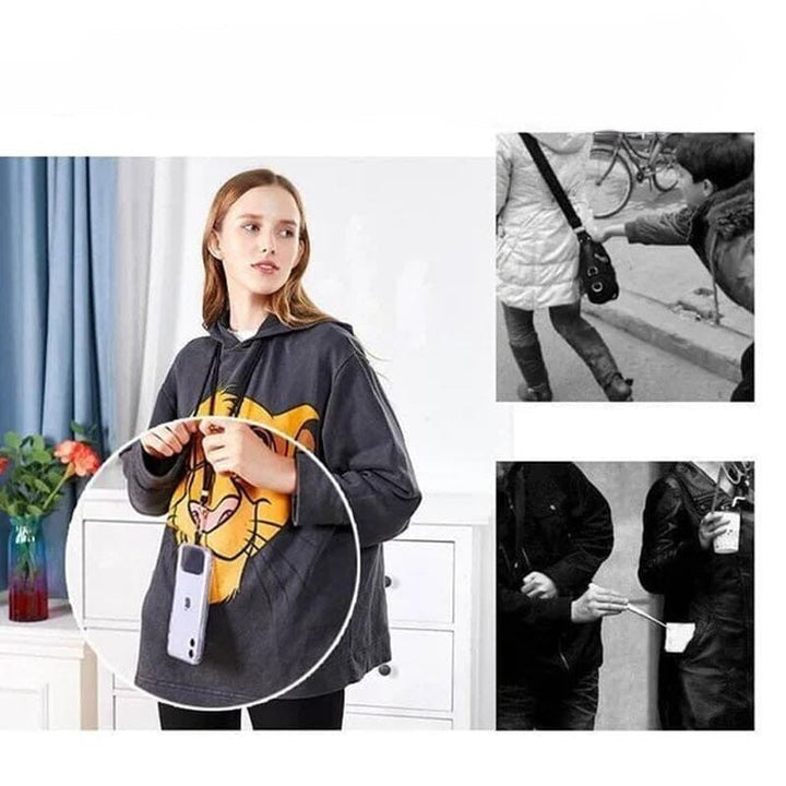 "Universell leopardmönstrad korsväska för mobil, brun och rosa toner, justerbar rem för stil och säkerhet."