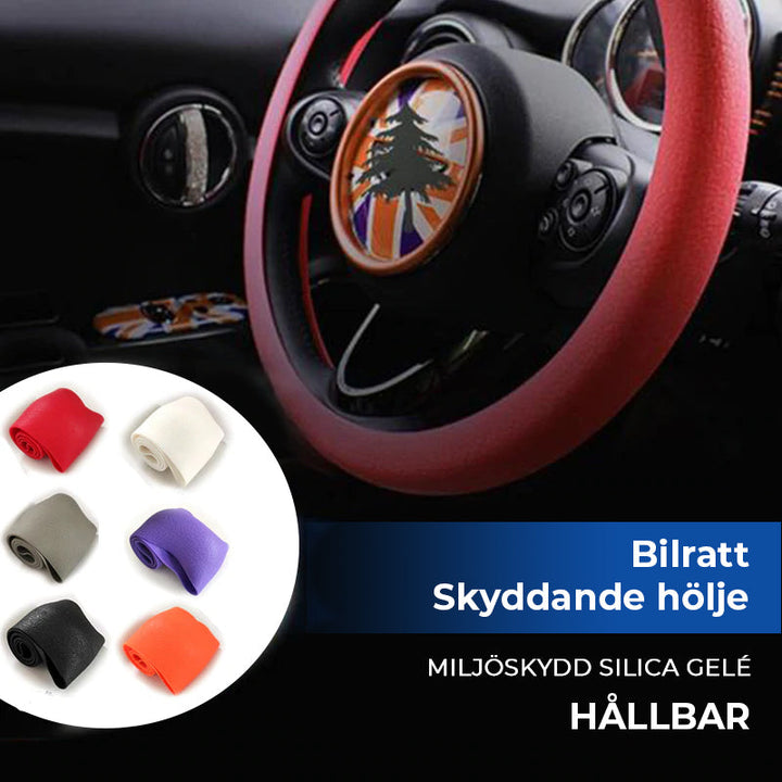 "Universellt halkfritt silikonrattskydd i svart med bekvämt grepp för bilens interiöruppgradering."