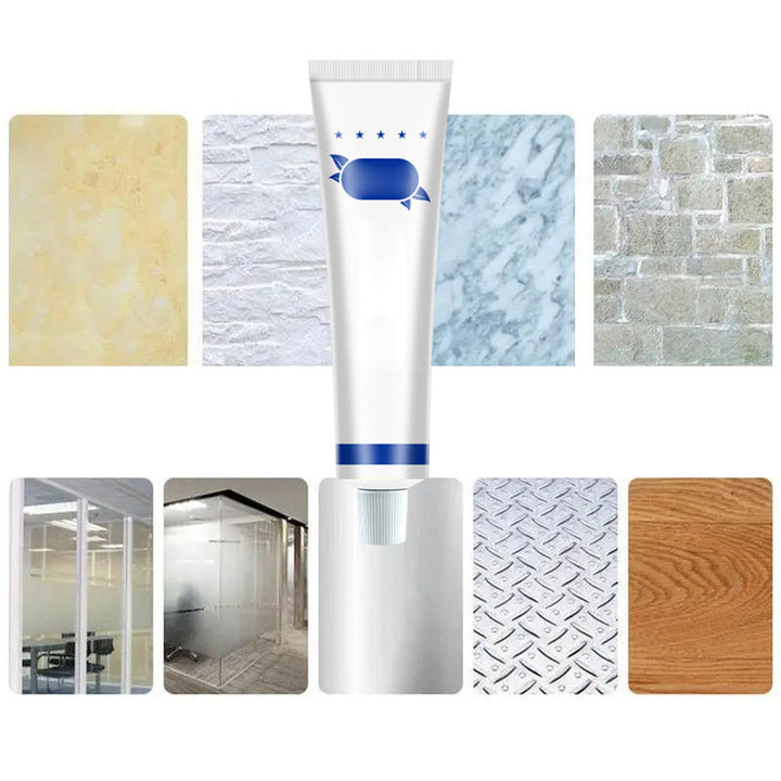 "Vattenresistent multifunktionellt nagelfritt lim för trä, plast, metall; idealiskt för hemprojekt utan borrning."