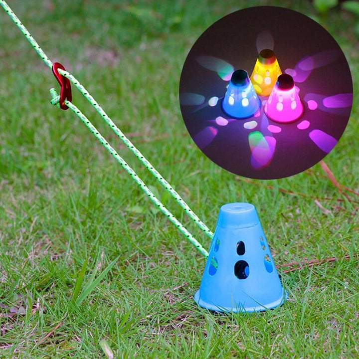 "Vattentäta LED-lampor för tältpinnar i färgskiftande design, kompakt form, optimal för nattbelysning, utomhusbruk."
