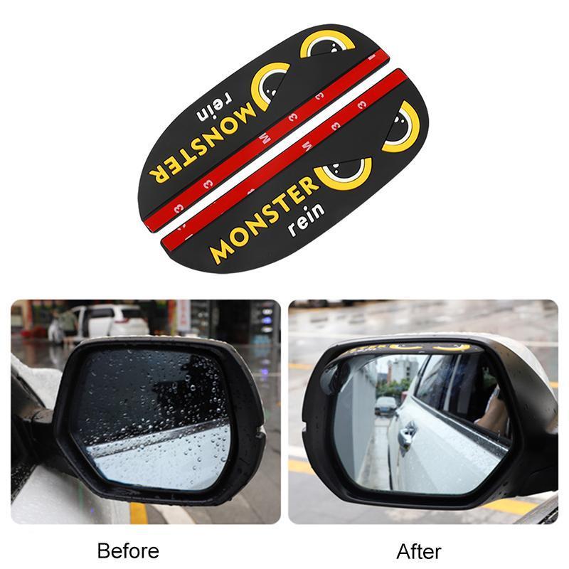 "Vattentätt regnskydd för bilbackspeglar i svart och vit PVC, 2-pack, enkel installation, skyddar mot regn och bländning."