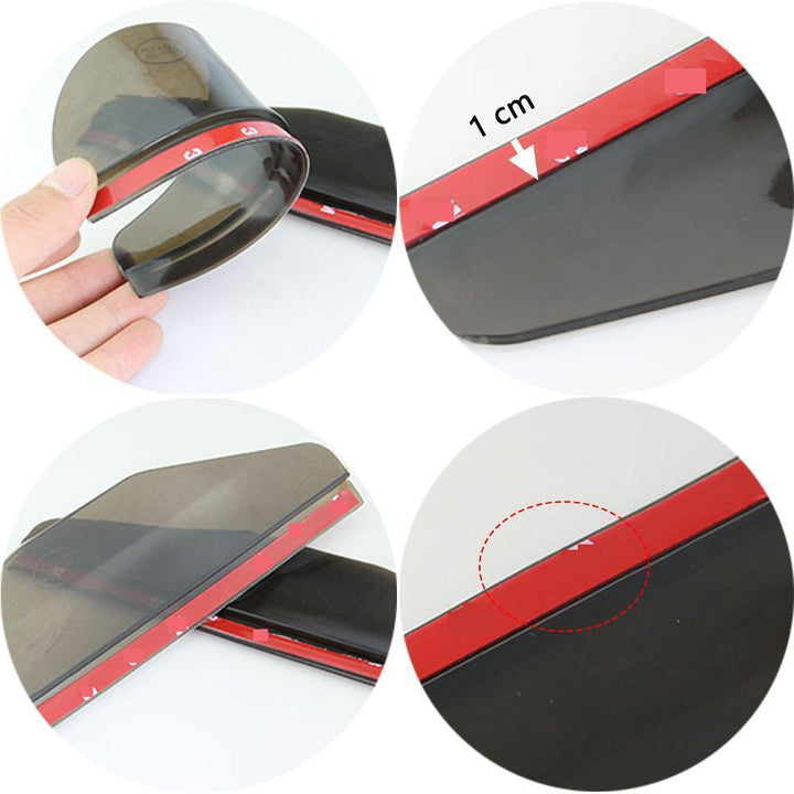 "Vattentätt regnskydd för bilbackspeglar i svart och vit PVC, 2-pack, enkel installation, skyddar mot regn och bländning."