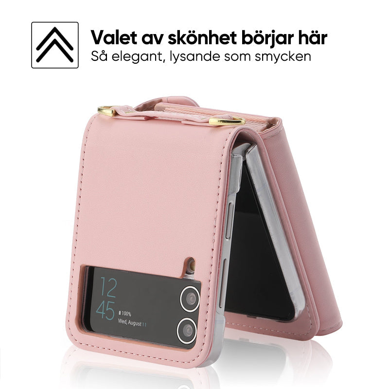 "Vikbart Samsung-fodral i konstläder, flera färger, med kortförvaring, elegant och skyddande för Samsung FLIP."