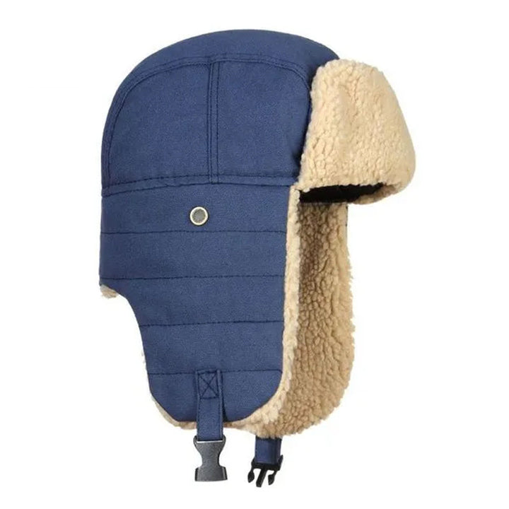 Vintermössa i fleece med öronskydd för herr och dam, varm och trendig, finns i brun, grön, marinblå och svart.