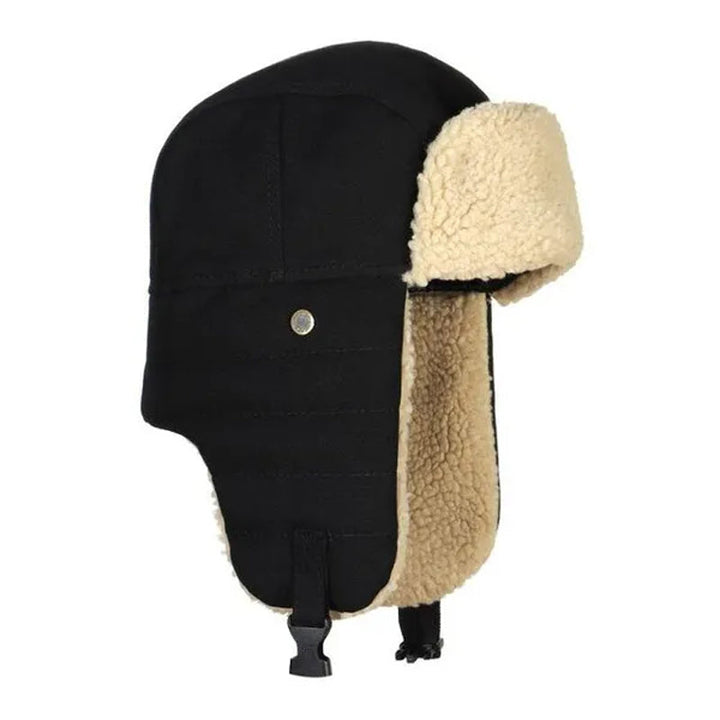 Vintermössa i fleece med öronskydd för herr och dam, varm och trendig, finns i brun, grön, marinblå och svart.