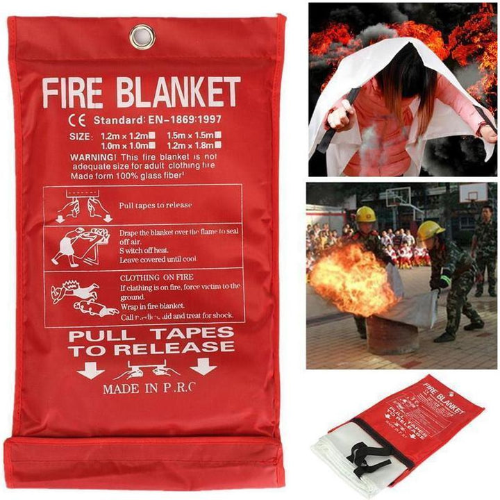 Vit brandfilt av glasfiber, 1x1 m, för värmeskydd. Robust, återanvändbar säkerhetsprodukt för hushållsbruk.