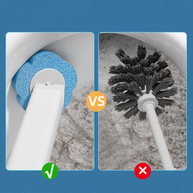 "Vit engångsrengöringsverktyg för toalett med förladdat svamphuvud, plastmaterial, inkluderar 18 svamphuvuden."