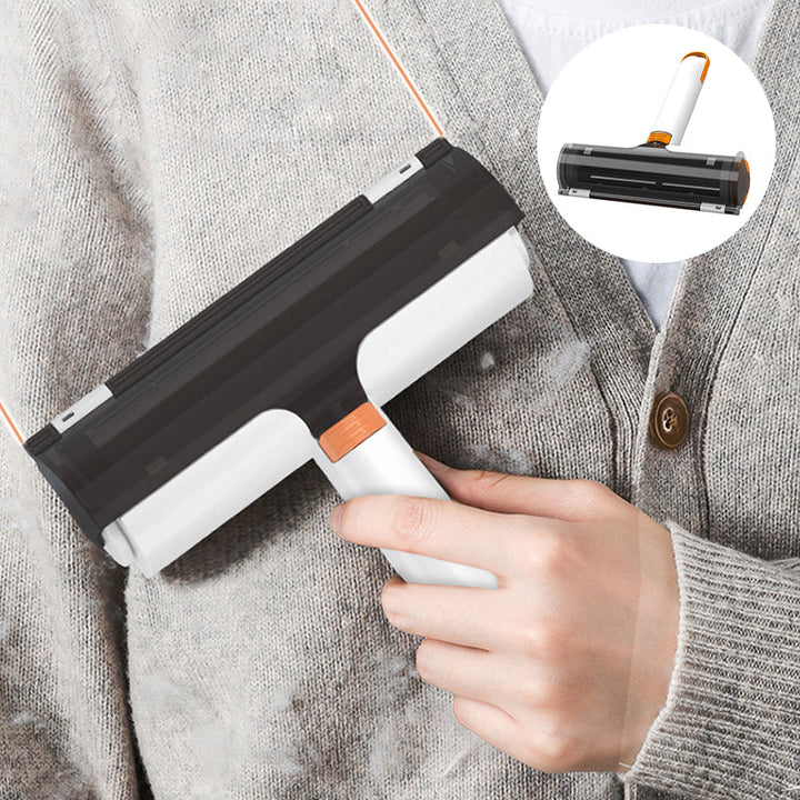 "Vit och orange bärbar hårrullare för husdjur av hållbart ABS-material, kompakt design för effektiv hårborttagning."