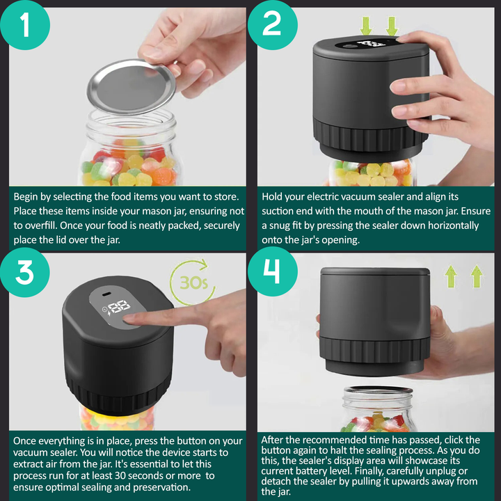 TrueBright™ - Smart Mason Jar Vacuum Sealer för Hållbar Fräschhet!